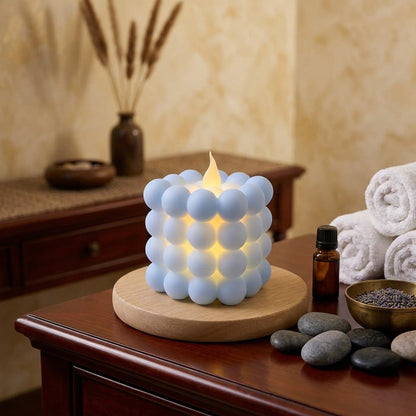 Flameless Cube Bubble Candle – LED Flickering Light for Tabletop Decoration
