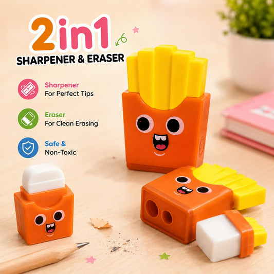 French Fries Theme Pencil Sharpener with Eraser