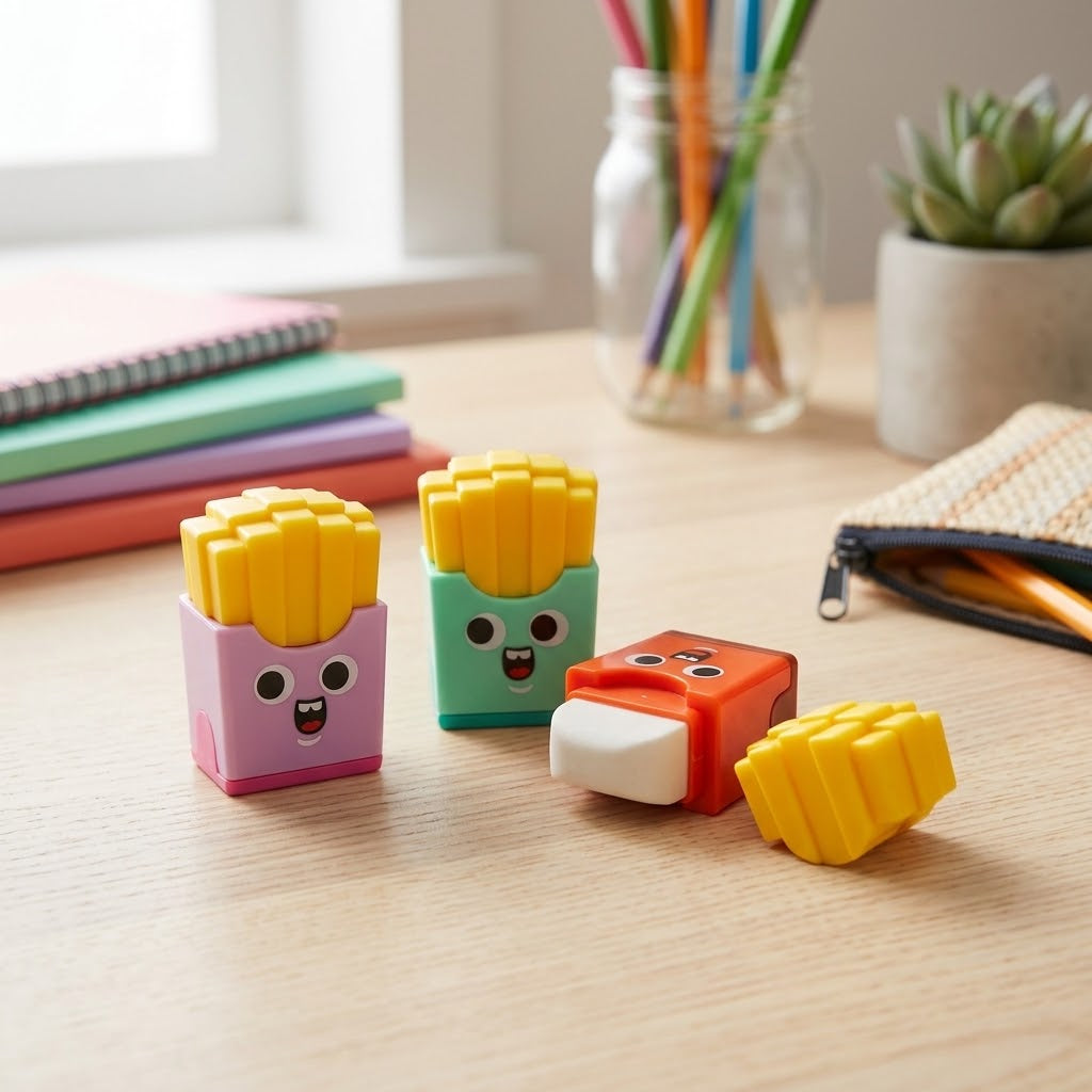 French Fries Theme Pencil Sharpener with Eraser