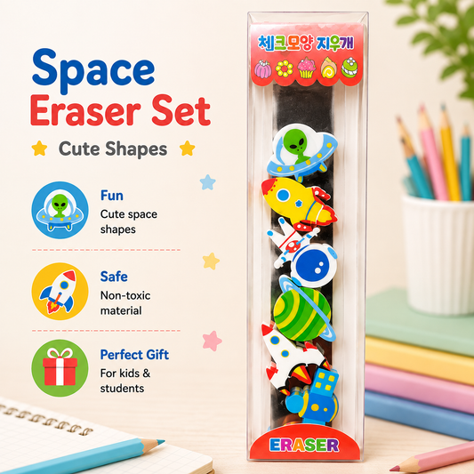 Galaxy Space Eraser Set – Colorful Novelty Erasers for Kids & Students
