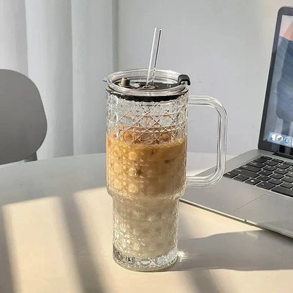 Glass Drinking Tumbler with Straw – Home and Living 