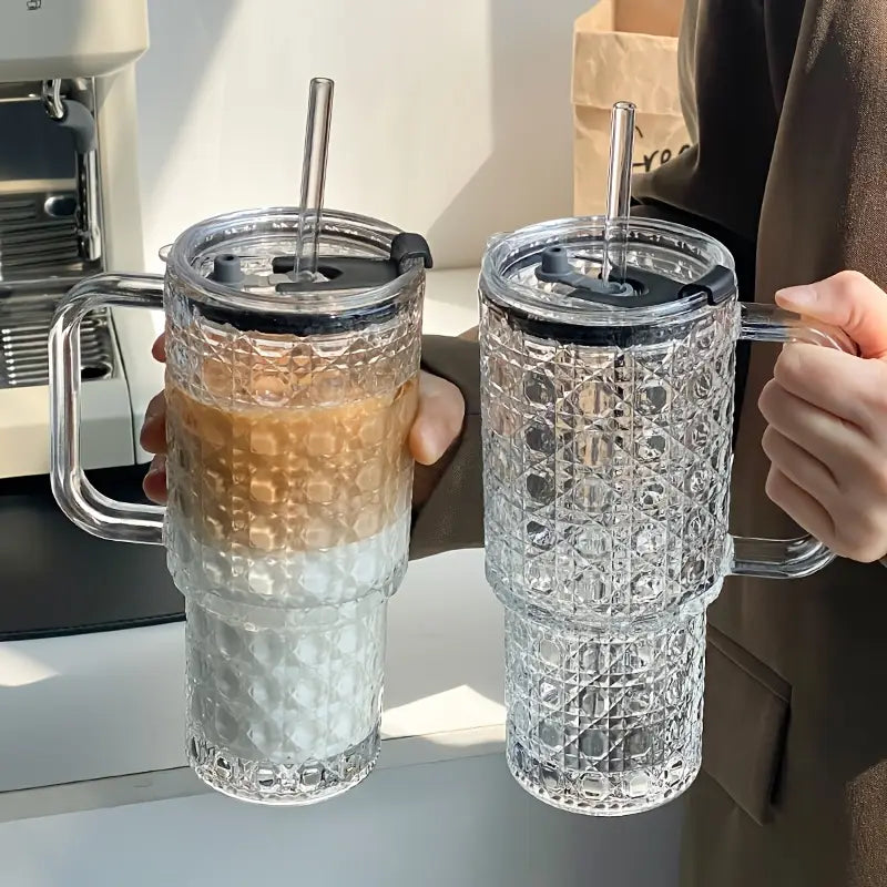 Glass Tumbler with Straw, Kitchen Accessories 