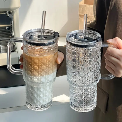 Glass Tumbler with Straw, Kitchen Accessories 