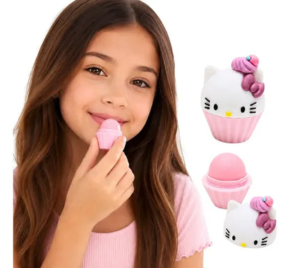 Hello Kitty Moisturizing Lip Balm – Cute Cupcake-Shaped Twist-Up Lip Care
