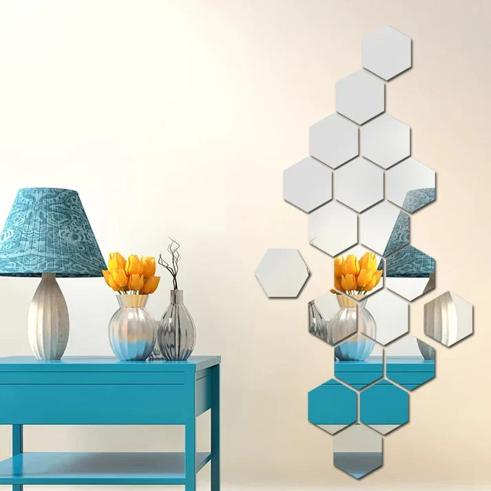 12 Pcs Crystal Hex Reflections Mirror Set (4x4)