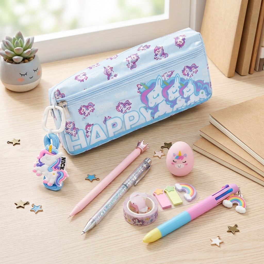 Kawaii Unicorn Pencil Case – Cute Stationery Organizer for Kids & Girls