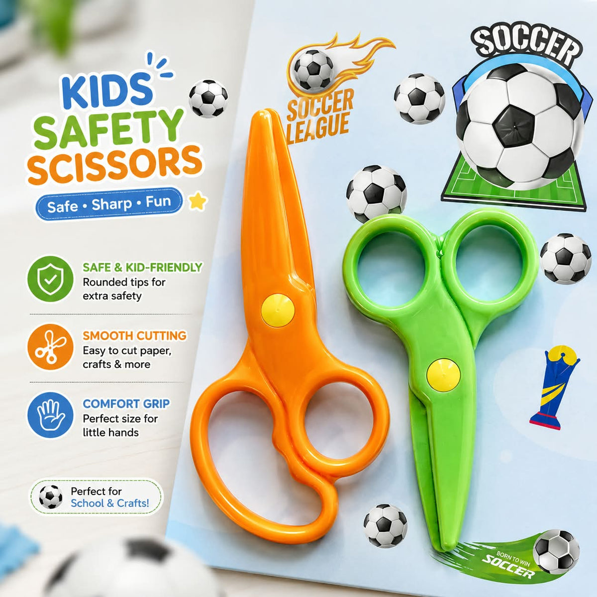 Kids Plastic Scissors 2Pcs – Lightweight Safety Scissors for School & Art Projects