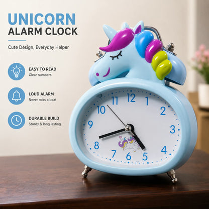 Kids Unicorn Table Clock – Warm LED Night Light with Alarm Function