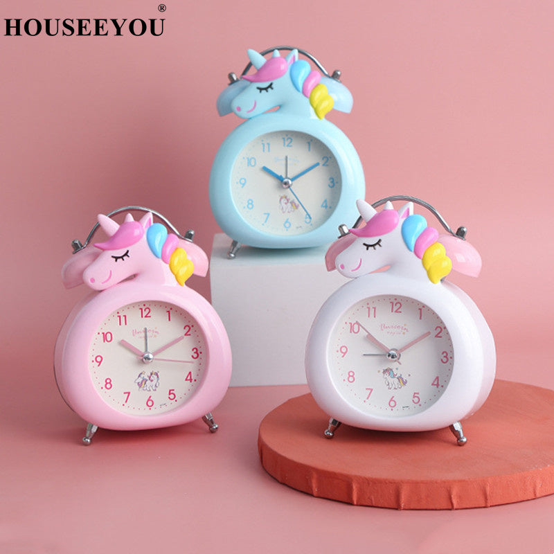 Kids Unicorn Table Clock – Warm LED Night Light with Alarm Function