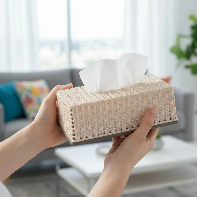 Decorative Knitted Tissue Box Cover For Home & Office