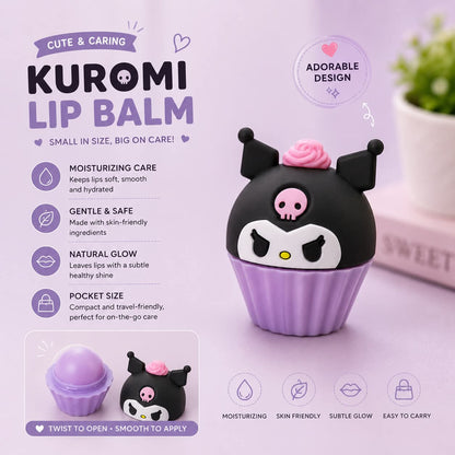 Kuromi Cupcake Lip Care Balm Cute Moisturizing Lip Balm For Girls