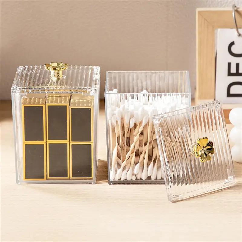 Makeup Cotton Pad & Q-Tip Holder with Lid