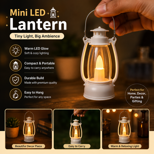 Mini Decorative LED Lantern – Vintage Flame Design with Warm Cozy Glow