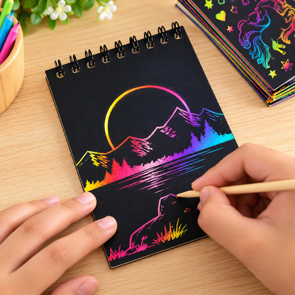 Mini Rainbow Scratch Art Pad – Creative Drawing Paper for Kids