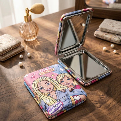 Mini Rectangular Folding Mirror – Cute Cartoon Design Portable Beauty Mirror