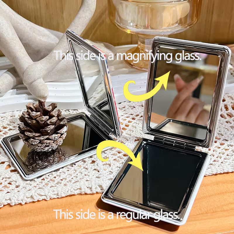 Mini Rectangular Folding Mirror – Cute Cartoon Design Portable Beauty Mirror