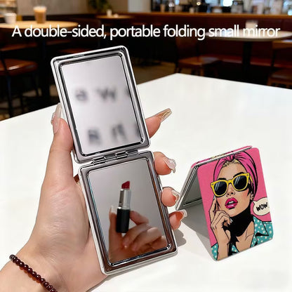 Mini Rectangular Folding Mirror – Cute Cartoon Design Portable Beauty Mirror