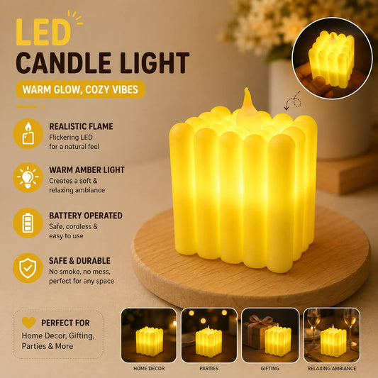 Modern Bubble Cube Candle Light – Flickering LED Flame for Cozy Ambiance