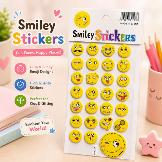 Puffy Emoji Stickers – Yellow Smiley Face Decorative Sticker Sheet