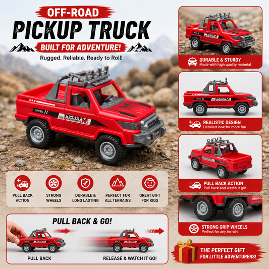 Pull Back 4x4 Pickup Truck Toy – Durable All-Terrain Car for Kids