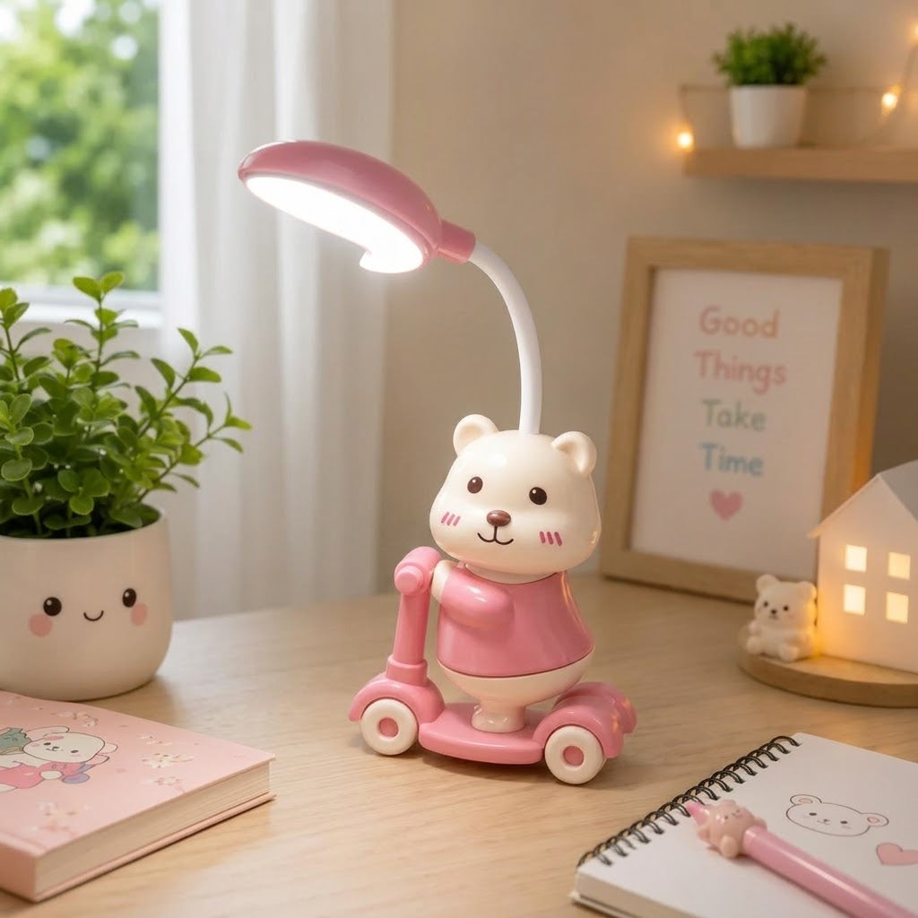 Rechargeable Mini Scooter Desk Lamp – Cute Cartoon LED Table Light for Kids