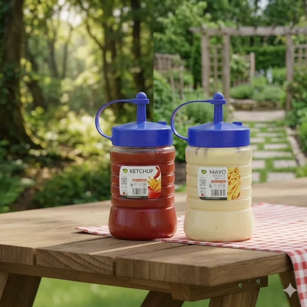 Refillable Plastic Sauce Dispenser For BBQ & Salad, Kitchen Accessories 