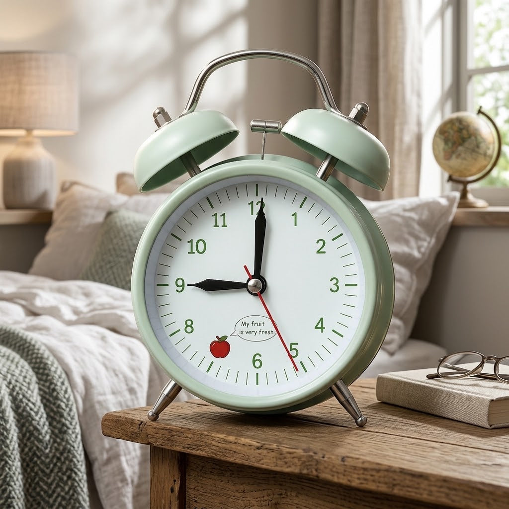 Retro Mint Green Alarm Clock – Classic Double Bell Analog Table Clock