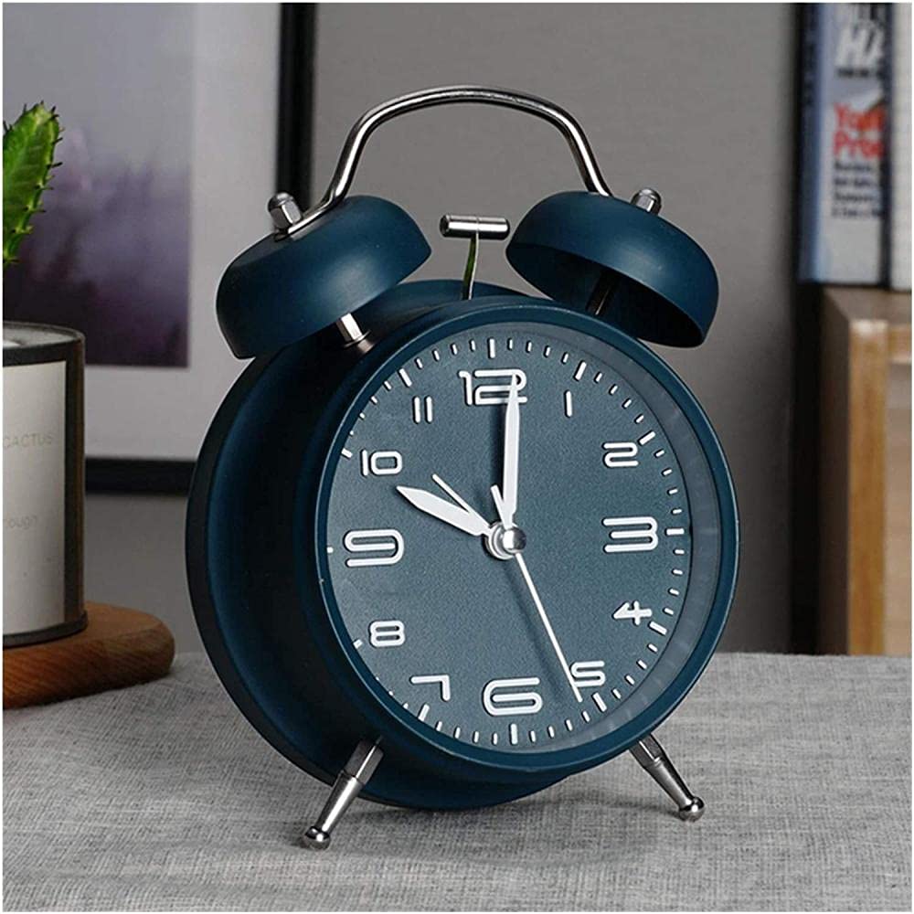 Retro Twin Bell Alarm Clock – Stylish Dark Teal Analog Clock for Bedroom