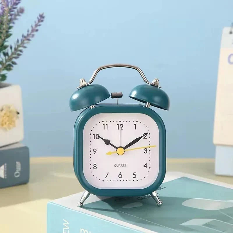 Classic Pastel Alarm Clock Compact Silent Bedside Table Clock