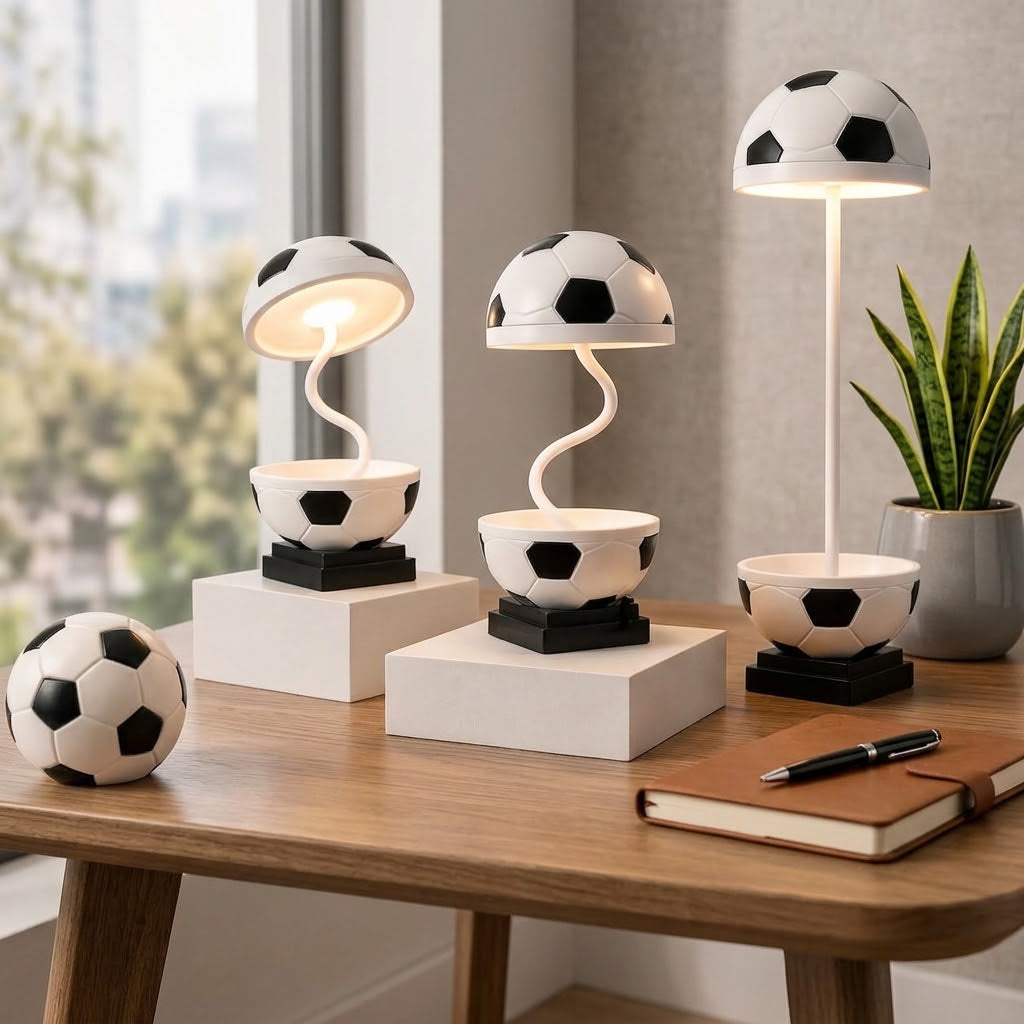 Soccer Ball Table Lamp Cute LED Night Light With Touch Switch
