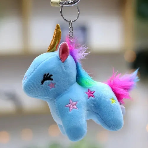 Soft & Adorable Blue Unicorn Keychain Star Design