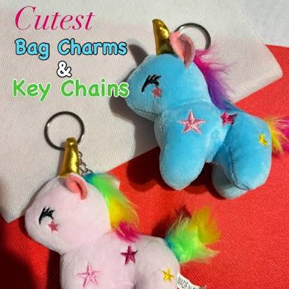 Soft & Adorable Blue Unicorn Keychain Star Design