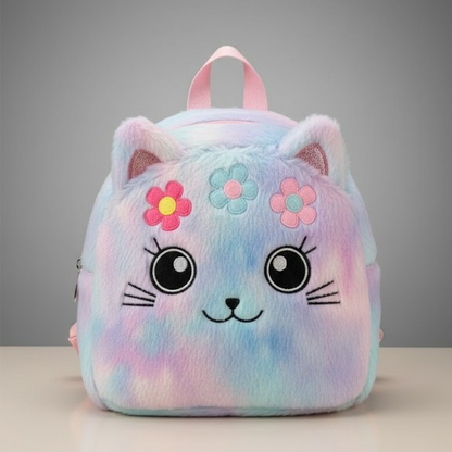 Soft Plush Rainbow Backpack – Colorful Pastel Kids Bag for Everyday Use