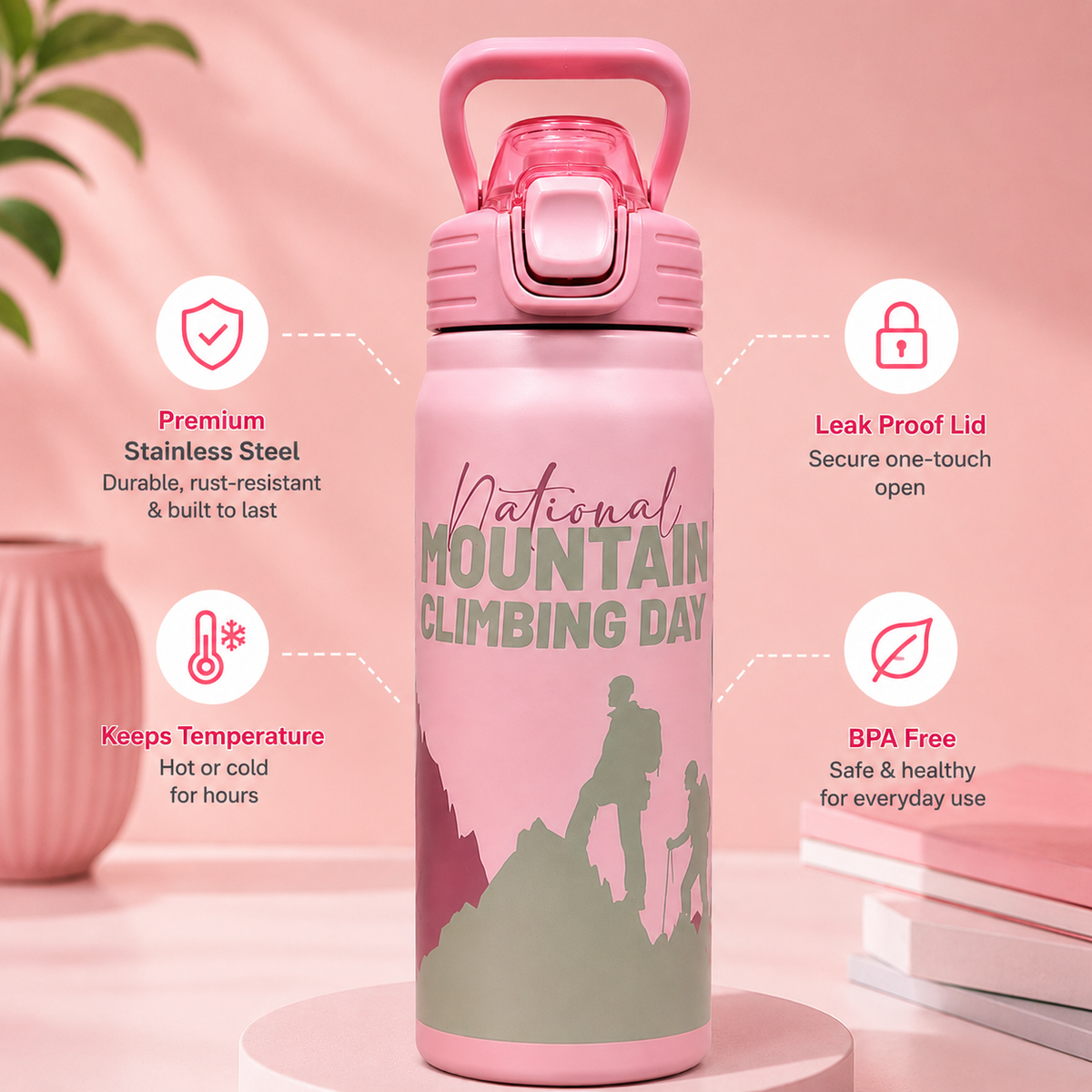 Stainless Steel Insulated Design with Leak-Proof Flip Lid
