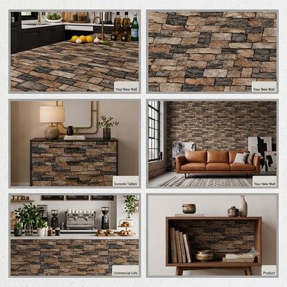 Stone Brick Pattern Wallpaper Roll – Peel Stick (60 × 200cm)