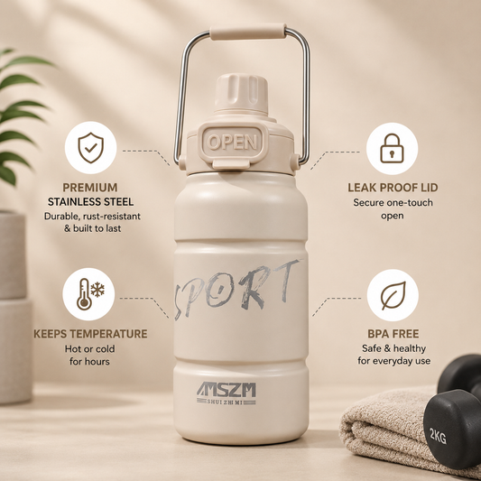 Stylish Sports Thermos Bottle – Durable Insulated Water Bottle with Carry Handles