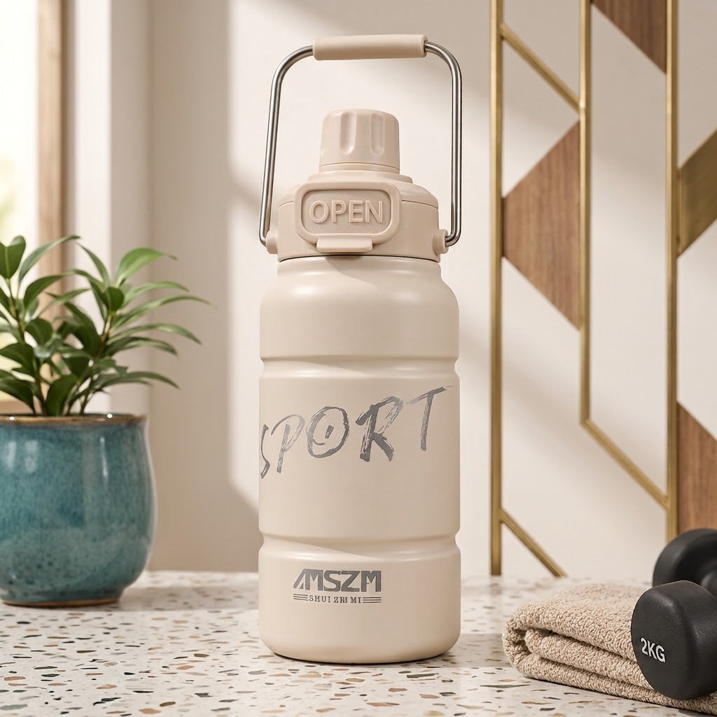 Stylish Sports Thermos Bottle – Durable Insulated Water Bottle with Carry Handles