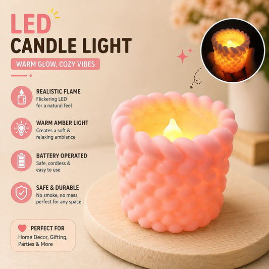 Woven Rope Candle Light – 3D Design Flameless LED Home Décor