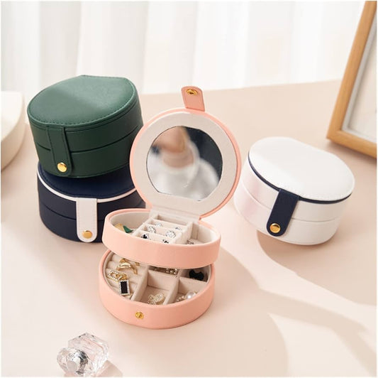Zippered Round Jewelry Travel Box
