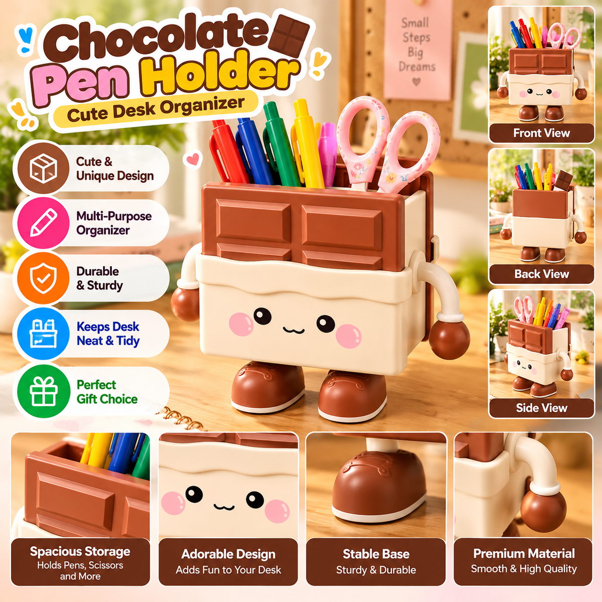 Chocolate Bar Stationery Organizer Desktop Storage Holder