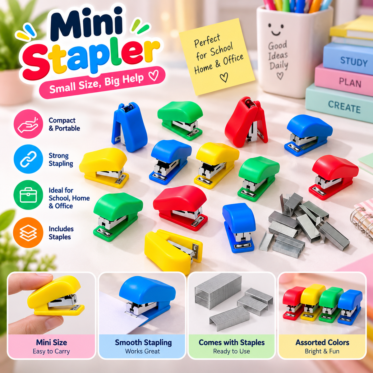 Handy Cute Mini Stapling Tool For Office & School Work