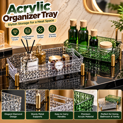 Clear Acrylic Vanity Organizer Tray Modern Desktop Organizer