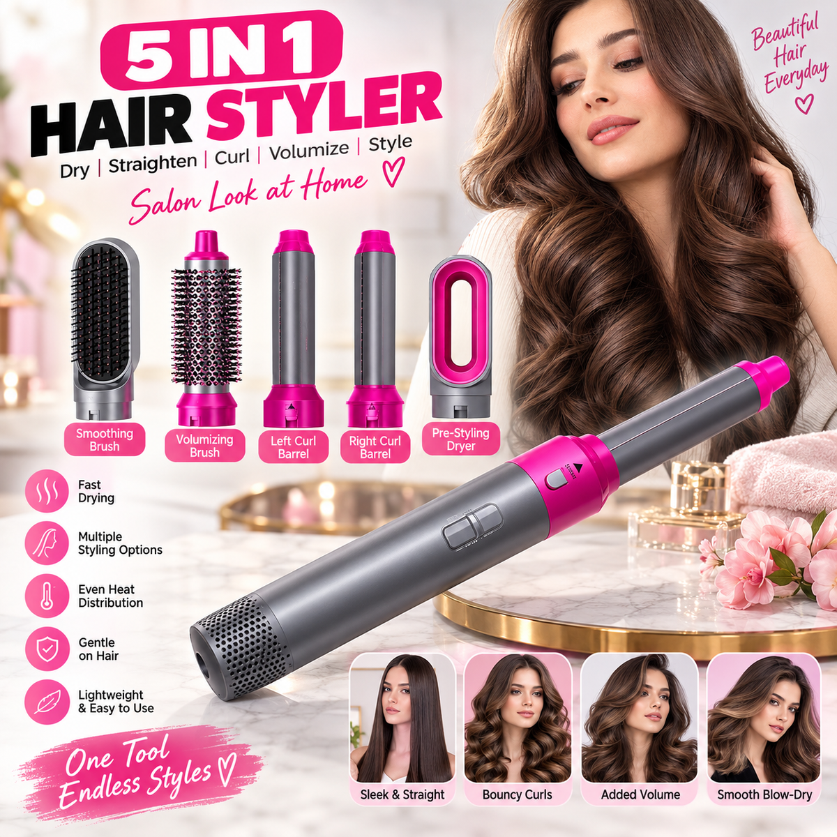 Complete 5-In-1 Hair Dryer Brush Set