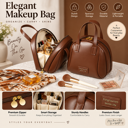 PU Leather Makeup Bag Stylish Cosmetic Storage Bag For Women