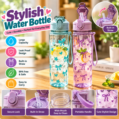 800ML Bow Design Water Bottle Reusable Bottle With Carry Strap