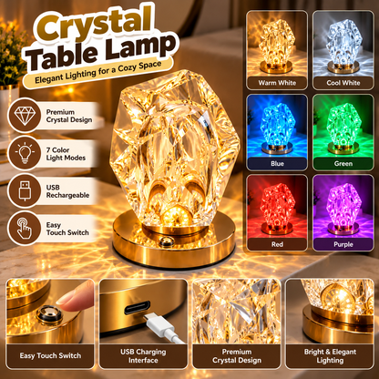 USB Rechargeable Color Changing Crystal LED Touch Control Lamp