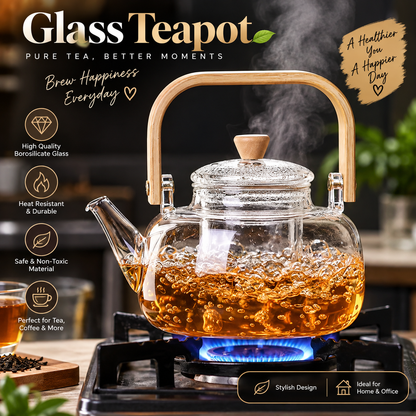 1L Glass Teapot With Tea Infuser Stylish Transparent Tea Maker
