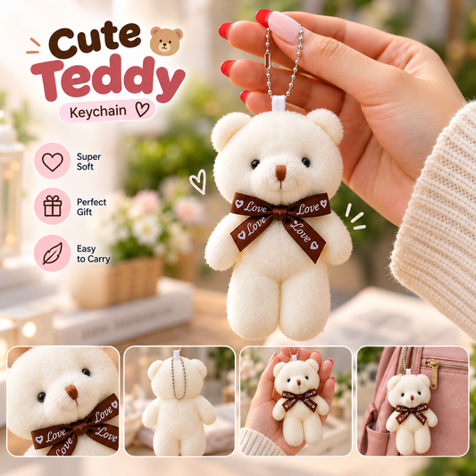 Cute Teddy Bear Hanging Keychain Soft Plush Bag Charm