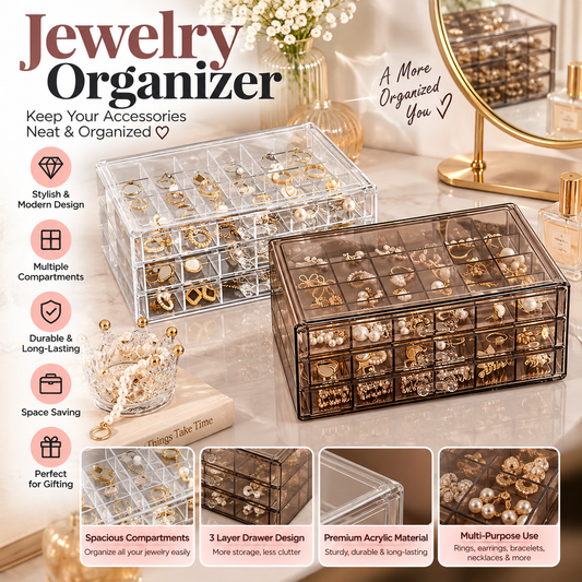 3 Layer Clear Acrylic Jewelry Organizer Box