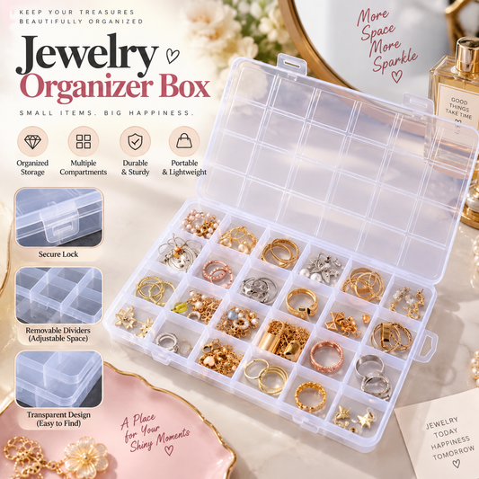 24 Grid Plastic Organizer Jewelry Storage Box